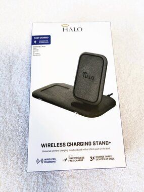 HALO Wireless Charging Stand+ 15W Fast Charge 3 Devices Qi NEW Sealed